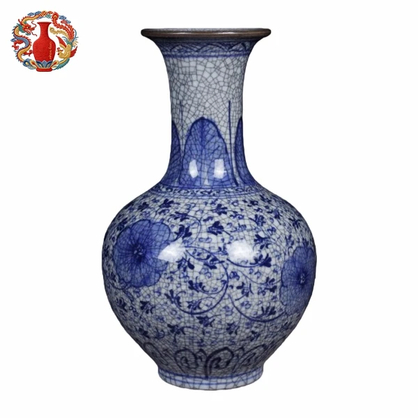 Blaue und weiße Ziervase